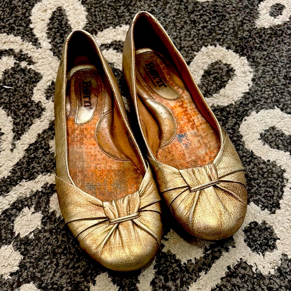 Born Gold Genuine Leather Flats